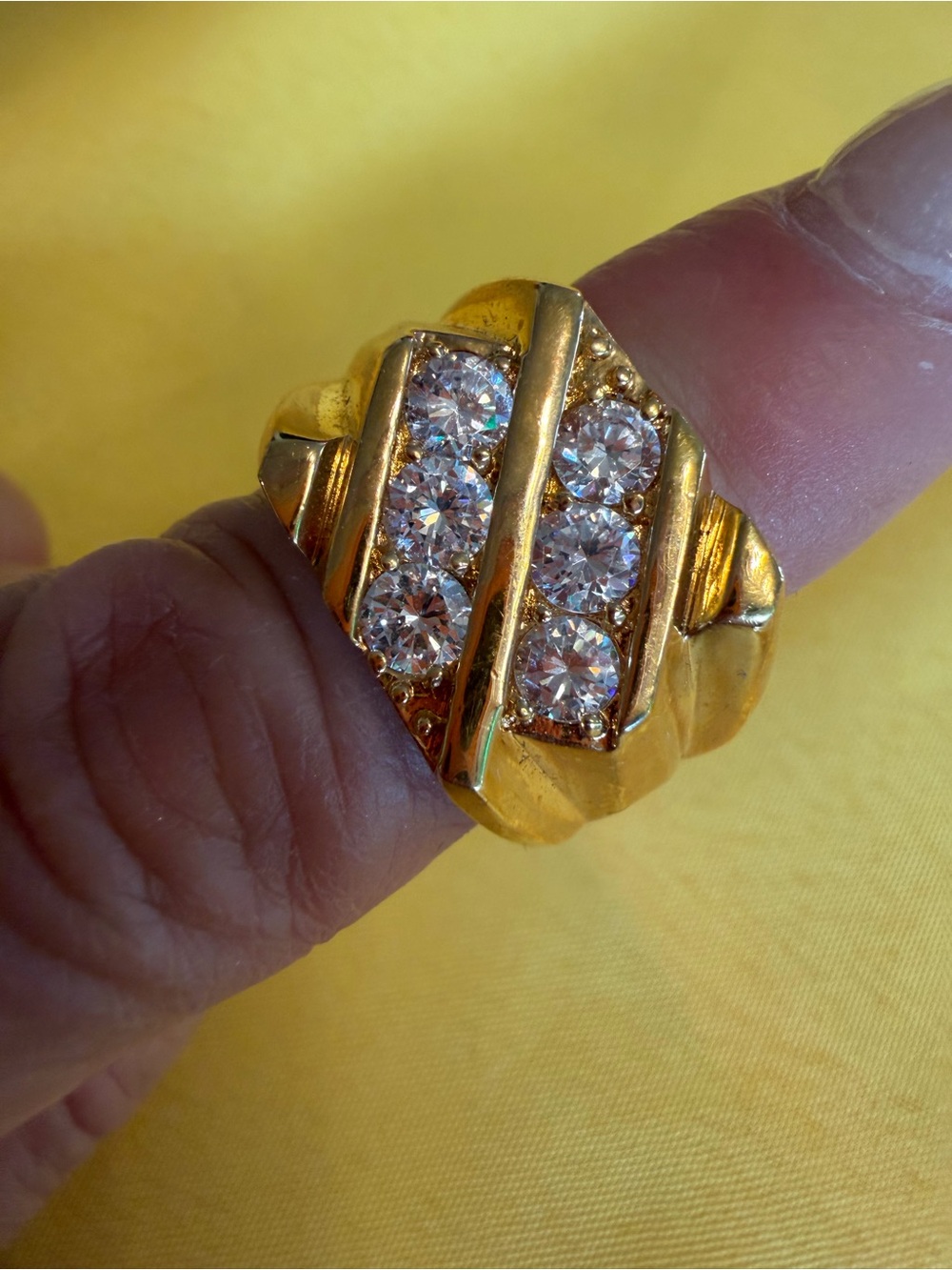 Park Lane Gold-Tone Clear Crystal Statement Ring Size 10